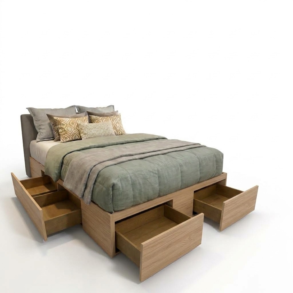 Box 6 Cajones Base Sommier Cajonera Cama 180x200 Color Paraiso